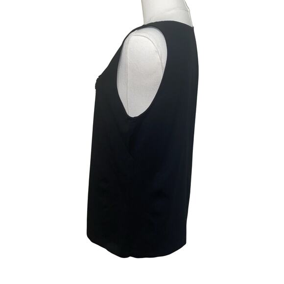 Eileen Fisher Black Tank Top W/ Ruffle Size Medium - Picture 3 of 6